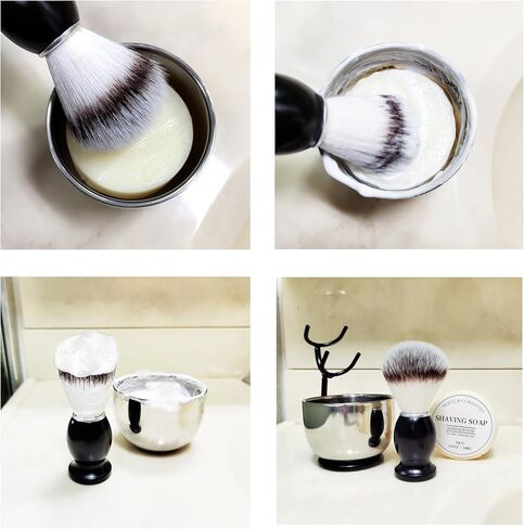 Shaving Brush Set for Men, 3pcs Shaving Set Includes Shaving Brush Shaving Bowl and Razor Stand in Kuwait