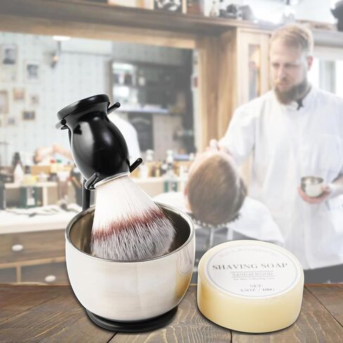 Shaving Brush Set for Men, 3pcs Shaving Set Includes Shaving Brush Shaving Bowl and Razor Stand in Kuwait