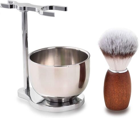 Shaving Brush Set for Men, 3pcs Shaving Set Includes Shaving Brush Shaving Bowl and Razor Stand in Kuwait