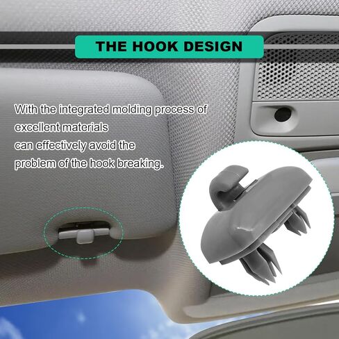 2 قطعة مشابك داخلية لواقي الشمس، دعامة تثبيت مرآة مكياج بمشبك خطاف، خطاف حامل حاجب السيارة المطور، متوافق مع Audi Q5 Q3 A1 A3 A4 A5 S3 S4 S5 TT، OEM: 8U0857562A (رمادي) in Kuwait