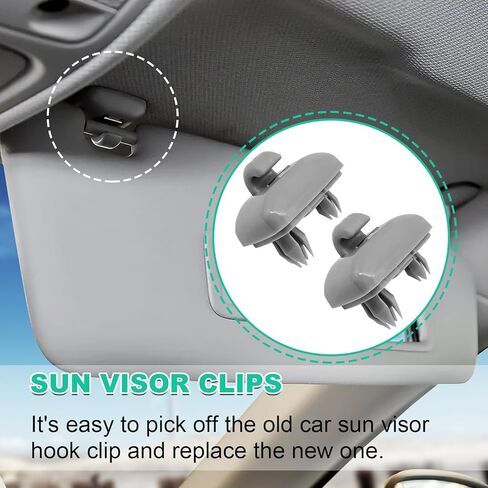 2 قطعة مشابك داخلية لواقي الشمس، دعامة تثبيت مرآة مكياج بمشبك خطاف، خطاف حامل حاجب السيارة المطور، متوافق مع Audi Q5 Q3 A1 A3 A4 A5 S3 S4 S5 TT، OEM: 8U0857562A (رمادي) in Kuwait