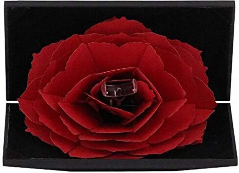 Rose Engagement Ring Box Proposal Ring Case Velvet Jewelry Gift Box Case Ring Holder for Wedding Valentine (Red Box) in Kuwait