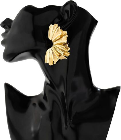 Gold Flower Earrings for Women Large Flower Drop Earrings Flower Statement Earrings Chunky Floral Earrings Exaggerated Flower Gold Earrings Jewelry Gifts for Girls in Kuwait