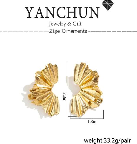 Gold Flower Earrings for Women Large Flower Drop Earrings Flower Statement Earrings Chunky Floral Earrings Exaggerated Flower Gold Earrings Jewelry Gifts for Girls in Kuwait