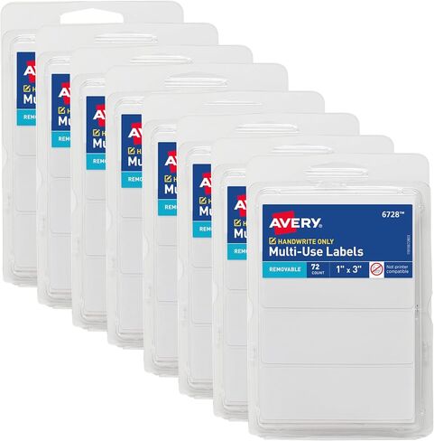 Avery Multi-Use Removable Labels, 1" x 3", White, Non-Printable, 8 Packs, 576 Blank Labels Total (21932) in Saudi Arabia