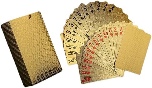 Waterproof Gold Foil Plastic Playing Cards (Deck) 1 Set Poker Playing Cards Entertainment Trick Cards Gold Playing Cards 24K Gold in Saudi Arabia