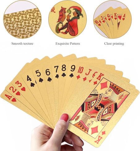 Waterproof Gold Foil Plastic Playing Cards (Deck) 1 Set Poker Playing Cards Entertainment Trick Cards Gold Playing Cards 24K Gold in Saudi Arabia