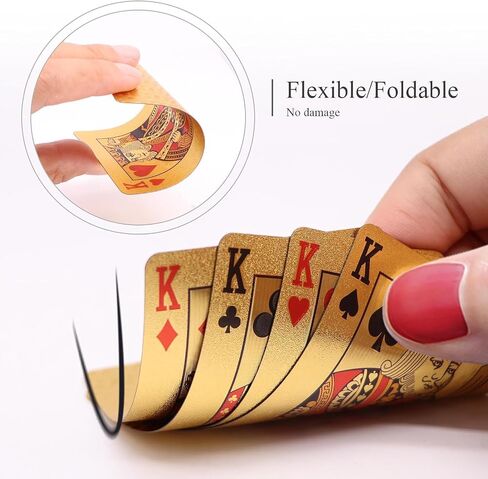 Waterproof Gold Foil Plastic Playing Cards (Deck) 1 Set Poker Playing Cards Entertainment Trick Cards Gold Playing Cards 24K Gold in Saudi Arabia