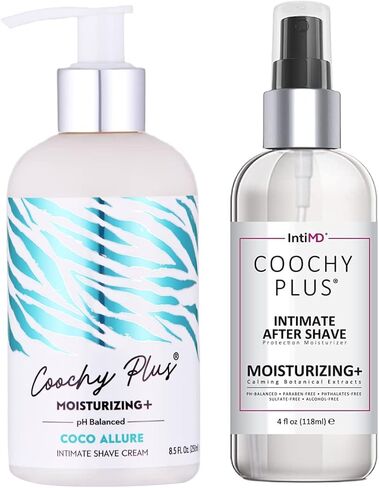 Coochy Plus Intimate Shaving Complete Kit - SWEET BLISS & Organic After Shave Protection Soothing Moisturizer Mist – Antioxidant Formula Prevents Razor Burns, Itchiness & Ingrown Hairs in Saudi Arabia