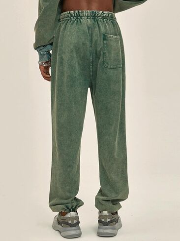 Oymyakon Men's Acid Wash Sweatpants Elastic Waist Drawstring Sweat Pants Cotton Athletic Jogger Long Pants with Pockets in Saudi Arabia