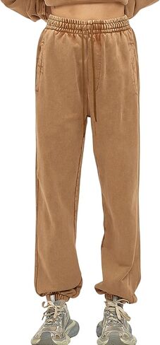Oymyakon Men's Acid Wash Sweatpants Elastic Waist Drawstring Sweat Pants Cotton Athletic Jogger Long Pants with Pockets in Saudi Arabia