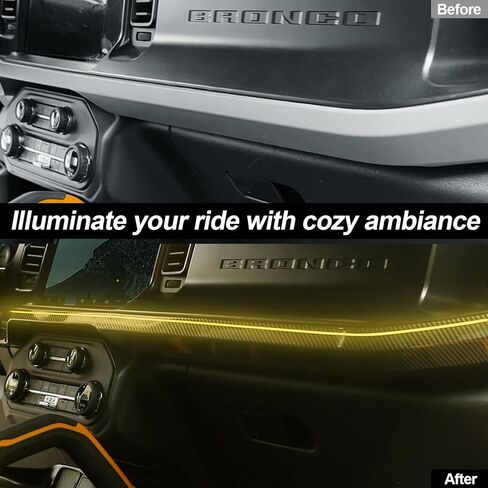 شريط إضاءة LED محيط بلوحة القيادة الداخلية متعدد الألوان حساس للمس من MABETT لعام 2021 2022 2023 2024 ملحقات فورد برونكو، أضواء الجو للتحكم في المركز (ليس لرياضة برونكو) in Kuwait