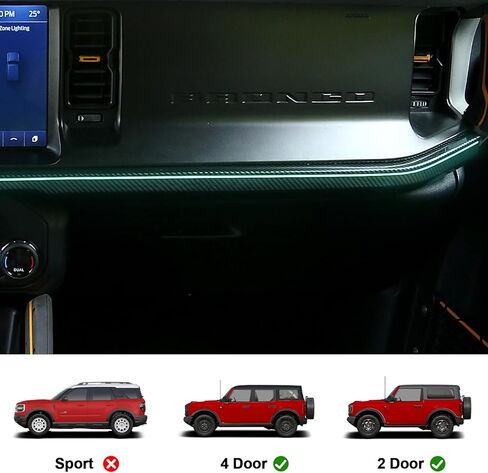 شريط إضاءة LED محيط بلوحة القيادة الداخلية متعدد الألوان حساس للمس من MABETT لعام 2021 2022 2023 2024 ملحقات فورد برونكو، أضواء الجو للتحكم في المركز (ليس لرياضة برونكو) in Kuwait