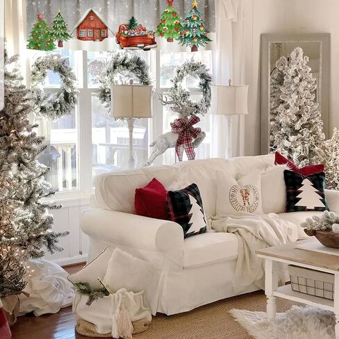 Christmas Window Valances Farm Red Truck Valance Kitchen Curtains with Rod Pocket Winter Window Treatments Short Curtain Panels for Bedroom Living Room Decor 54" X 18" in Kuwait