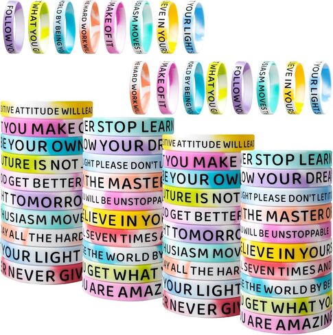 60 Pieces Motivational Quote Rubber Wristbands Colored Inspirational Silicone Bracelets Stretch Unisex Wristbands for Women Men Teens Gifts, 20 Styles in Saudi Arabia