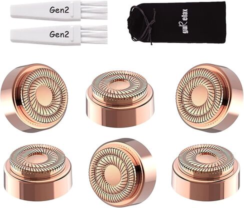 Gurelax Replacement Heads for Flawless, 6 Pcs 18k Gold Facial Hair Remover Replacement Head with Compartment Storage Box, Women Painless Replacement Blades for Finishing Touch Flawles in Kuwait