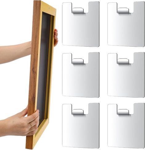 Hicarer Metal Adhesive Picture Frame Hangers Damage Free Hanging Picture Hangers Dry Wall Art Hangers Picture Hangers Without Nails No Tools Frame Hanger(12 Pcs,Fan Shaped Top) in Saudi Arabia