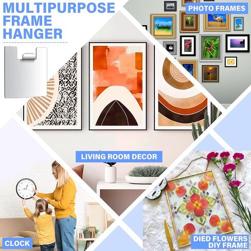 Hicarer Metal Adhesive Picture Frame Hangers Damage Free Hanging Picture Hangers Dry Wall Art Hangers Picture Hangers Without Nails No Tools Frame Hanger(12 Pcs,Fan Shaped Top) in Saudi Arabia