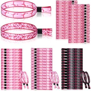 60 Pieces Single Use Breast Cancer Awareness Bracelets Pink Ribbon Cancer Awareness Motivational Bracelets Never Give Up Hope Believe Bracelets for Public Breast Cancer Activities Supplies