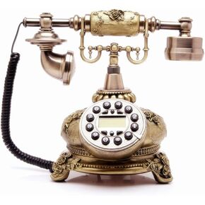 TelPal Corded Antique Style Push Button Home Telephone Set, Old Fashion Phone Set, Best Gift for Home Decor