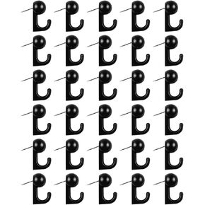 Push Pin Hooks 50 Pcs - Plastic Push Pins for Wall Hangings, Decorative Thumb Tacks Office Supplies for Cork Board, Photo Wall, Home Wall (Black)