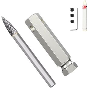 neeki 1/4 in Carbide Steel Reamer Drill Bit，Double-Cut Burr for Tire Repair， Featuring Quick Release Adapter for Enhanced Sealing for Tire Repair Patch Plug，Compatible with Low Speed Air Buffers