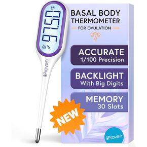 New 2023 iProven Basal Body Thermometer with Jumbo LCD & Backlight - BBT for Ovulation Tracking - 1/100th Accurate Digital Electronic Fertility Monitor Temperature Tracker in Kuwait