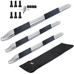 Dr.Roc 1 x 19.5 inch 2 x 15.5 inch Straight Mount and Demount Tire Irons with 6 x TR413 Valve Stems Set Motorcycle Dirt Bike Lawn Mower ATV UTV Tire Changing Tools Tire Spoons Tire Levers