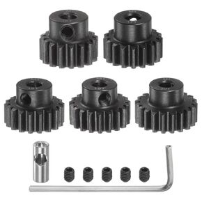 uxcell M1 Mod1 Pinion Gear Set 5mm Shaft 16T 17T 18T 19T 20T Motor Gears Hardened Steel Pinion Gear with 3.17mm Coupler for RC Car (5pcs)