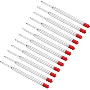 PATIKIL 1mm Pen Ink Refills, 12 Pcs Ballpoint Refill Medium Point Metal Compatible Replaceable Replacement for Retractable Pen Writing Office, Red
