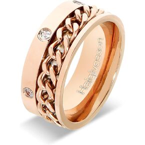 Fidget Ring,Anxiety Ring Spinner Ring Fidget Rings for Anxiety with Rose Gold Plated and Cubic Zirconia,Stress Relief Gifts for Women Men
