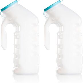 Caremax Supply Urinals for Men with Translucent Lid – 32 Oz. Bottle – 2 Pack-Male Urinal Bottles with Spill Proof Screw Cap – Durable and Reliable – Practical Design – for Camping, Travel People