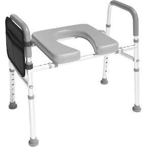 Xilingol Raised Toilet Seat with Handles and Back,330lb Bedside Commode Chair with Arms, 4-in-1 Adjustable & Portable Bathroom Chair for Adults, Senior, Elderly,Handicap, Disabled