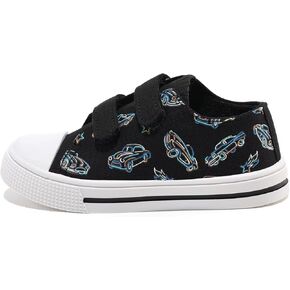 EUXTERPA Kids Toddler Sneakers Boys Girls Canvas Shoes Walking Sneaker with Easy Fasten Strap