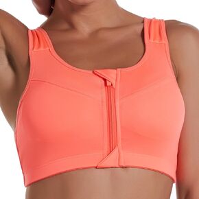 Hook-and-Zip Racerback Front-Zip High Impact Sports Bra for Women