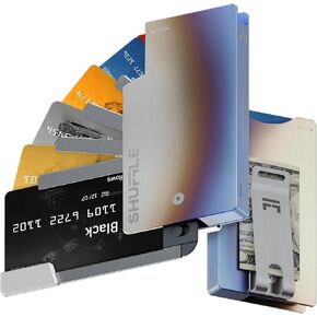 Shuffle Wallet for Men - Innovative Deck-of-Cards Opening Mechanism Wallet with RFID Blocking, Ultim Slim Modular Design to Holds 6-8 Cards, Sleek Money Clip and Aluminum Men Wallet (Polar Ice)