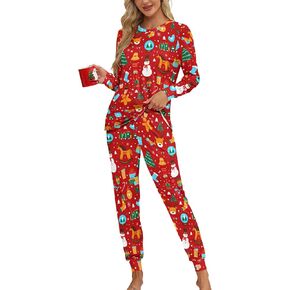 KFUBUO Christmas Pajamas Set for Women 2 Piece Long Sleeve Lounge Sets Girls' sleepwear wiht Pockets