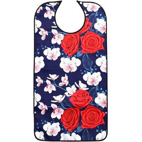 Pafusen 3 Pack Adult Bibs for Elderly Women Eating, 100% Reusable Bib with Crumb Catcher, Washable Clothing Protector with Neck Adjustable Snap Closure, Double-sided Waterproof