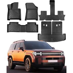 All Weather Floor Mats for Hyundai Santa Fe (Not for Hybrid) 2024 2025 Accessories 3rd Row Floor Liners & Trunk Mat & Back Seat Cover Fits for Hyundai Santa Fe Accessorie 2024 2025