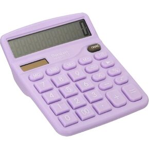 PATIKIL Desk Calculator, 12 Digits Large LCD Display Electronic Calculator Solar Battery Dual Power for Home Office Desktop, Purple