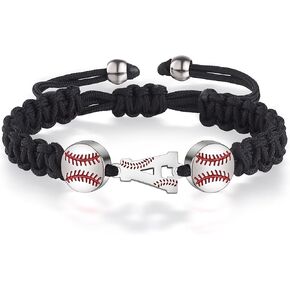 Baseball Bracelets Gifts for Men Athletes Jersey Handmade Braided Adjustable Initial Letter Bracelets Personalized Gifts for Men
