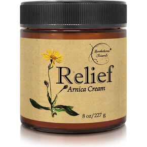 Relief Arnica Cream – Enriched with Lemongrass, Eucalyptus & Rosemary Essential Oils – All Natural Massage Lotion for Sore Muscles & Stiffness. Perfect for Massage Therapy by Brookethorne Naturals