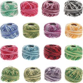 Exceart 16 Roll Embroidery Floss Friendship Bracelet String Mixed Color Cross Stitch Embroidery Wool Cotton Thread for Machine and Hand