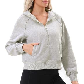 Double Couple Womens Half Zip Up Hoodies Long Sleeve Cropped Pullover Sweatshirts Comfy Fall Outfits Winter Fashion Clothes