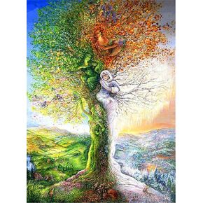 Stamped Full Range of Embroidery Starter Kits Stamped Cross Stitch Kits for Beginners Four Seasons Landscape Tree DIY 11CT 2 Strands 40x50cm
