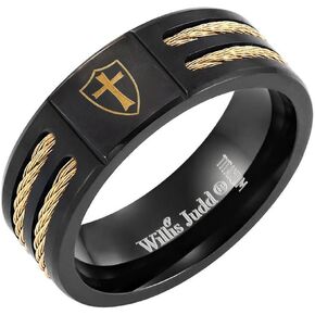 Willis Judd Men's Titanium Ring (Christian Cross Knights Templar Shield)