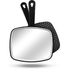 Nothers Large Wall Mount Hand Mirror with Handle, for Vanity Makeup Home Salon Travel Use (Square Black 10.3inx7.3in)