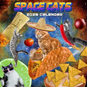 Space Cats Calendar 2025 | Funny Cats Calendar Adventures | The Purrfect Gift for Cat Lovers and Space Enthusiasts | Quirky, Fun Space Cats Wall Calendar 2025 Decor for Home or Office | 12" x 24" Funny Wall Calendar 2025