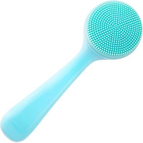 HINZIC 2 Pack Silicone Manual Facial Cleansing Brush, Skin Friendly Waterproof Face Cleaning Scrubber Exfoliator Cleanser for Blackheads Whiteheads Makeup Residues Removal- Blue & Pink