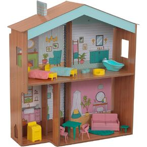 KidKraft Designed by Me™: Color Decor Wooden Dollhouse with Removable Coloring Book, 5 Markers and 15 Accessories, Gift for Ages 3+
